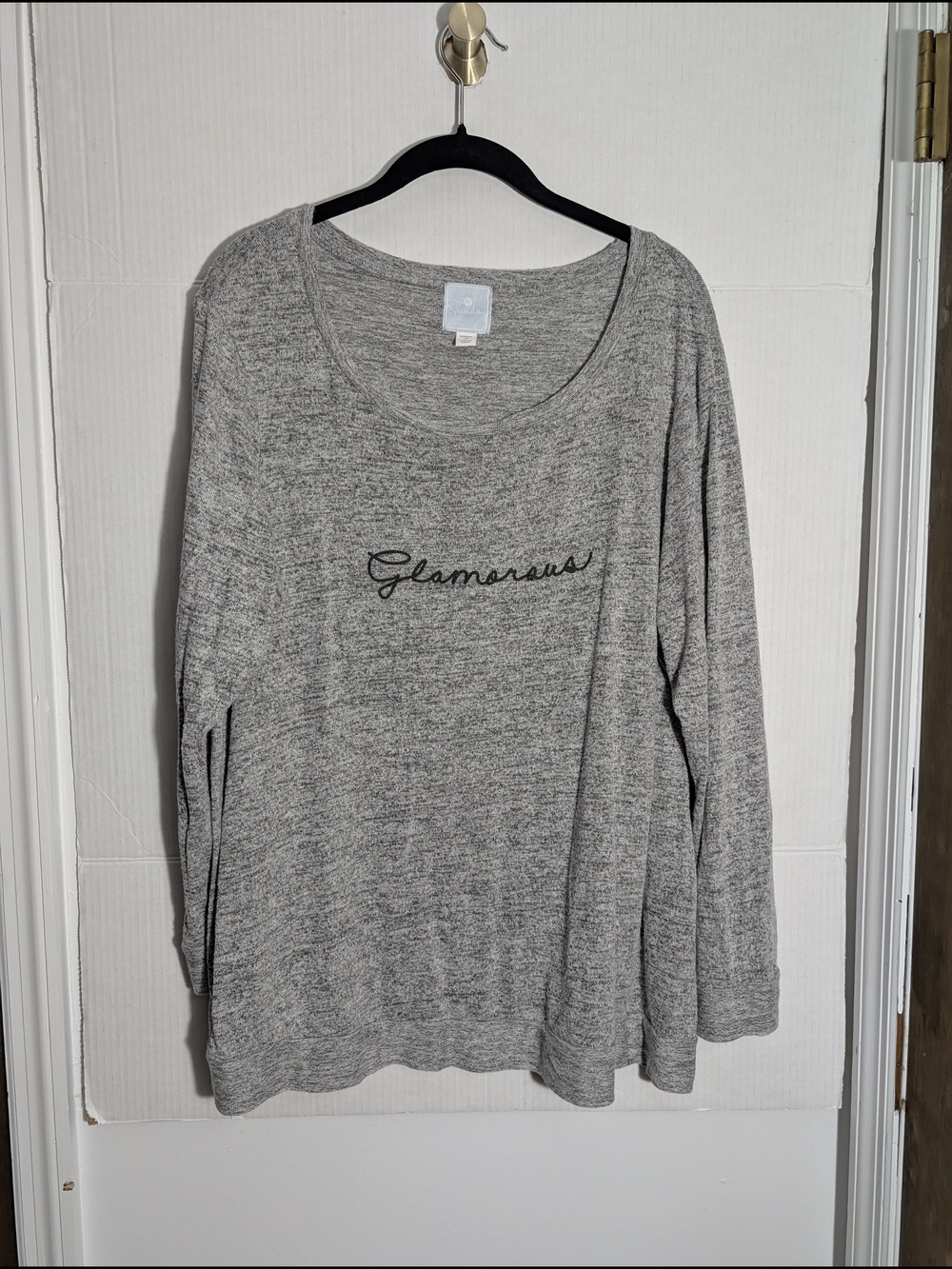 Sunday Gray ‘Glamorous’ Embroidered Scoop Neck Sweatshirt - Size 1X